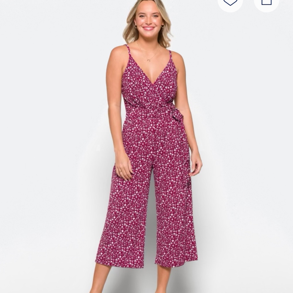 Kaileigh Burgundy Floral Jumpsuit